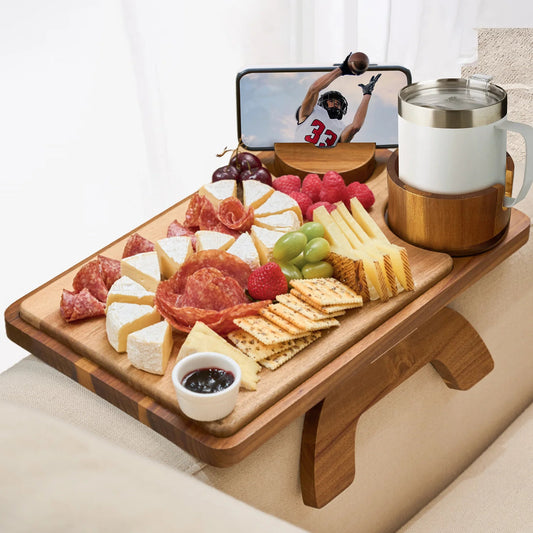 Sofa Cup Holder Tray with 360° Rotating Bracket