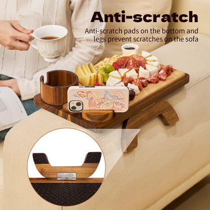 Sofa Cup Holder Tray with 360° Rotating Bracket